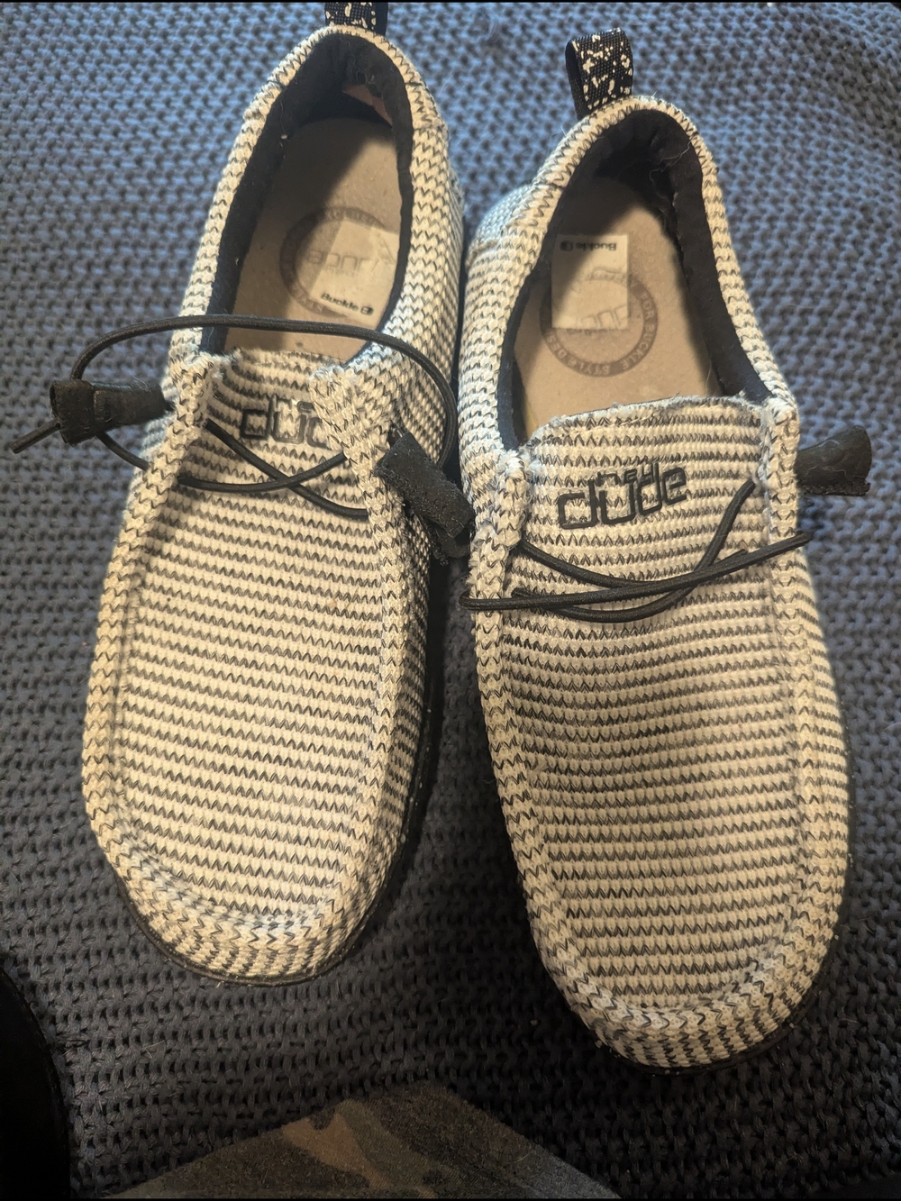 Hey Dude Men’s Slip-On Loafers in White and Black Knit